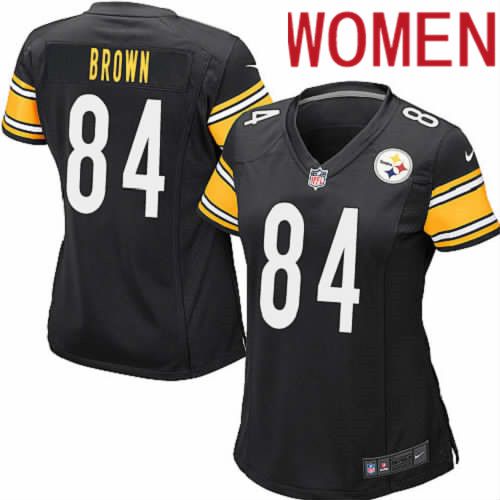 Women Pittsburgh Steelers #84 Antonio Brown Nike Black Game Player NFL Jersey->women nfl jersey->Women Jersey